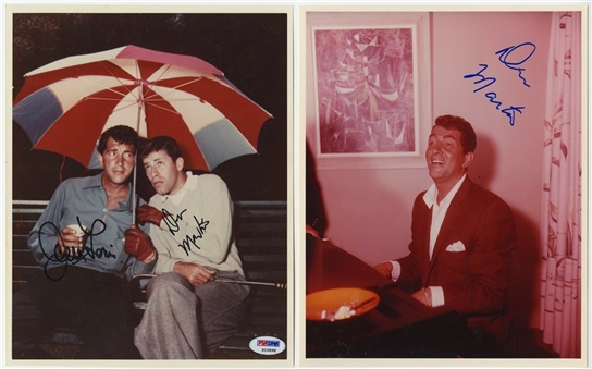 Dean Martin Signed 8x10 Photos Lot Of 2- One Signed By Jerry Lewis As Well (PSA/DNA)